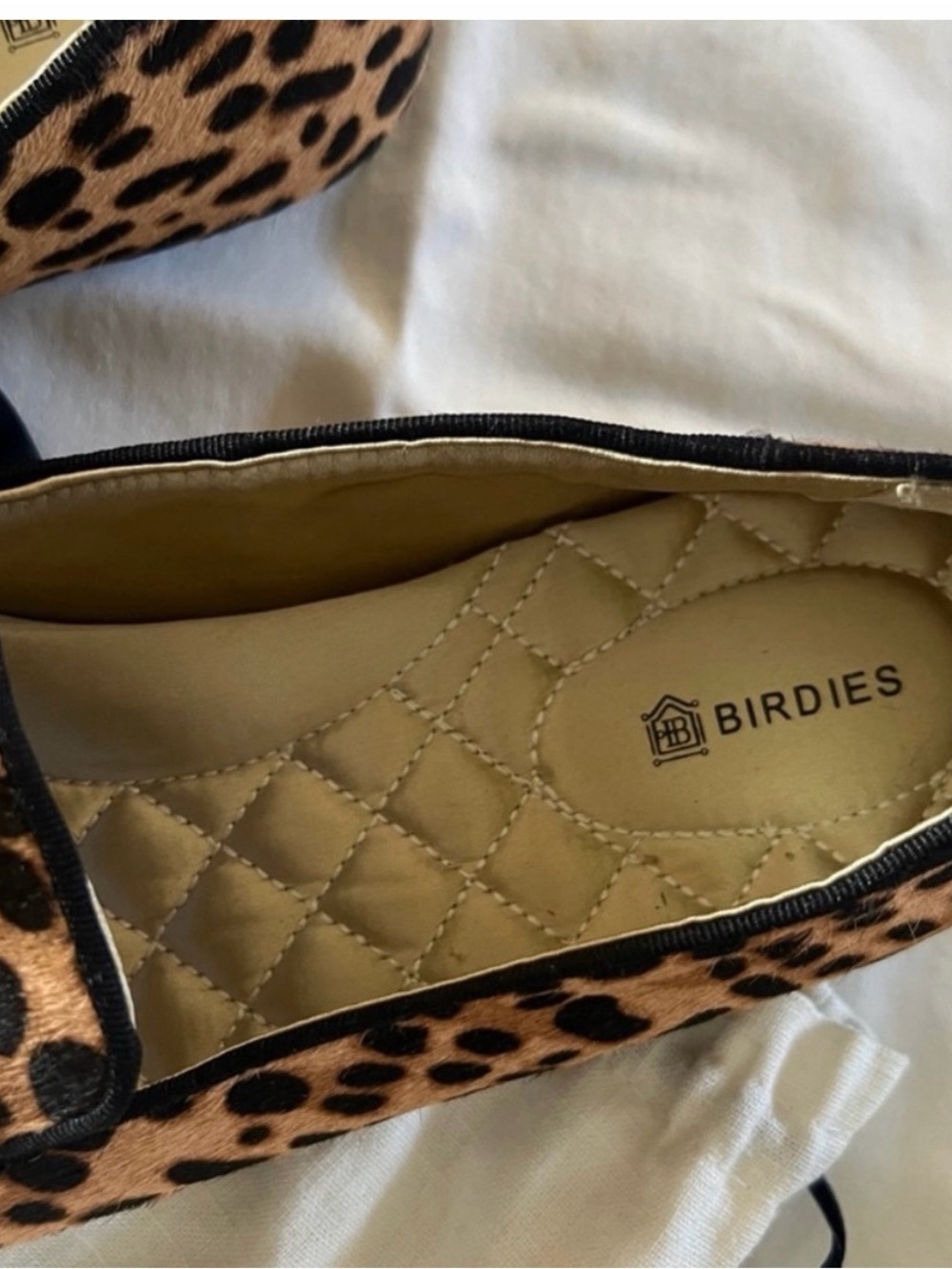 Birdies Leopard-Print Slip-On Flats in Tan and Black - Picture 2 of 3